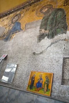 Ancient byzantine mosaic in aya sofya, istanbul, Stock Photos