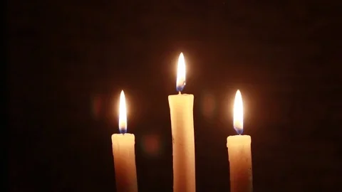 Ancient candlestick with candles Stock Footage 84618976