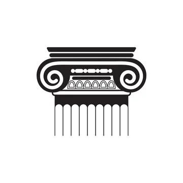 Ancient capital of marble building column or ornate monument black line icon Ilustración de archivo