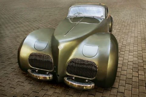 Ancient car on the area Stock Photos