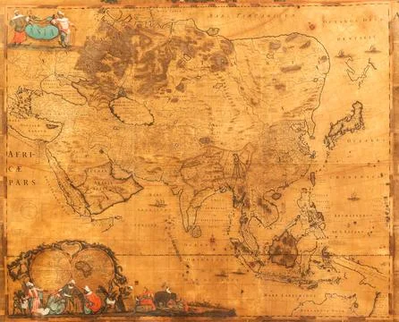 Ancient cartography. Authentic old map. Exploration, geography, vintage bac.. Foto stock