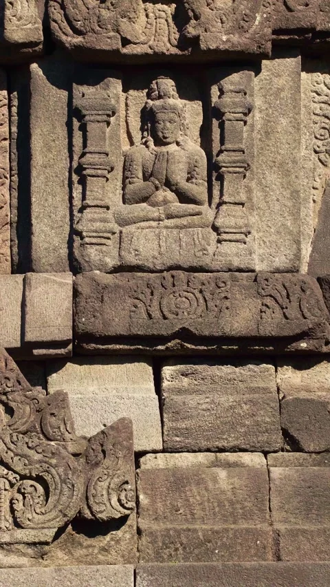 Ancient carved relief panel preserves detailed Hindu figures and ornamentat.. Stock Footage 341546164
