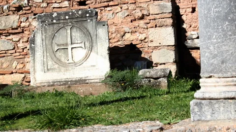 Ancient Carving Delphi Greece Video stock 36109130