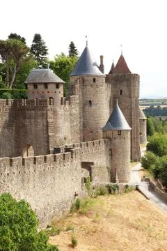 Ancient castle of carcasonne Stock Photos