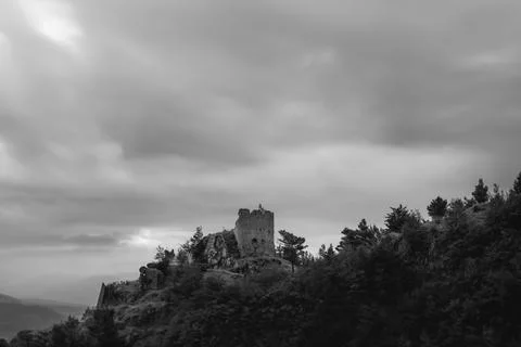 Ancient castle with clouds Stock Photos