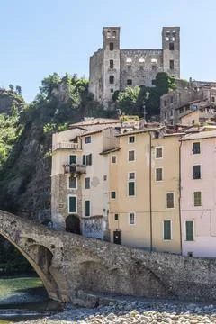 The ancient castle of Dolceacqua Stock Photos
