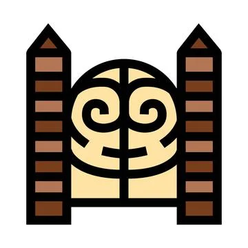Ancient castle gate with decorative arch entryway icon Stock Illustration