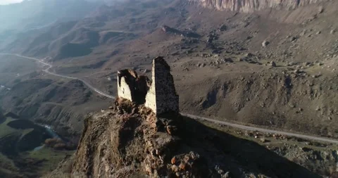 An ancient castle in a mountain gorge of the North Caucasus Stock Footage 165783898