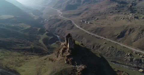 An ancient castle in a mountain gorge of the North Caucasus Stock Footage 165783977