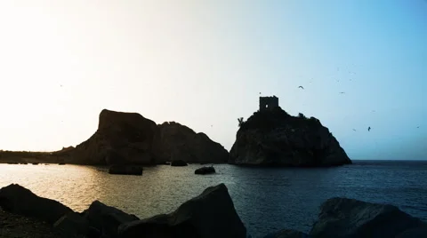 Ancient castle on remote island. Stock Footage 3146031