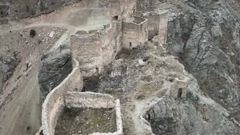 Ancient castle ruins drone Stock Footage 262954261