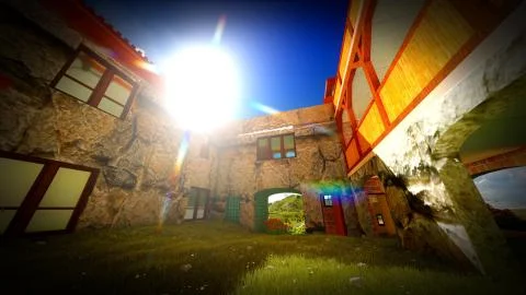 Ancient castle at sunset Ilustração Stock