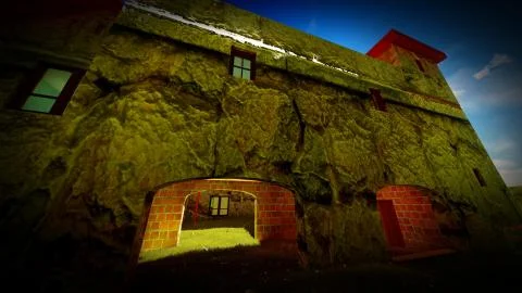 Ancient castle at sunset イラスト素材