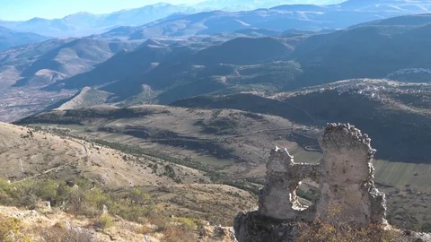 Ancient Castle Wall on a Hill Video stock 84332213