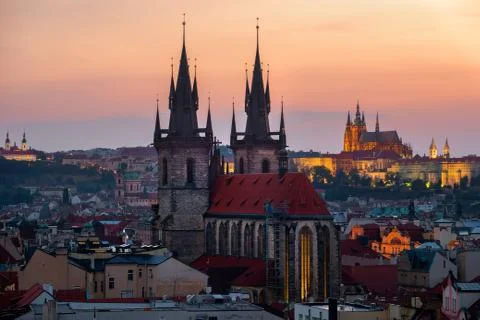 Ancient cathedrals of Prague Stock Photos
