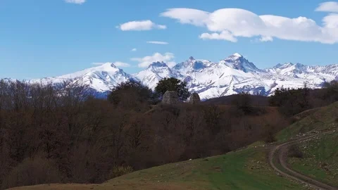 Ancient Caucasian Tombs Hidden in Spring Rust Stock Footage 306675670