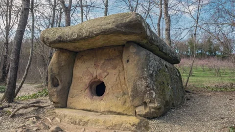Ancient Caucasus Dolmen in the front of a forest Stock Footage 171605179