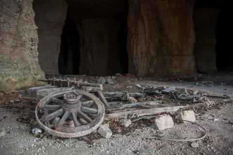 An ancient cave in the mountain Stock Photos