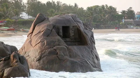 Ancient cave in the ocean Stock Footage 53863311