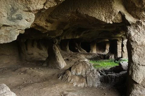 The ancient caves of india. Stock Photos
