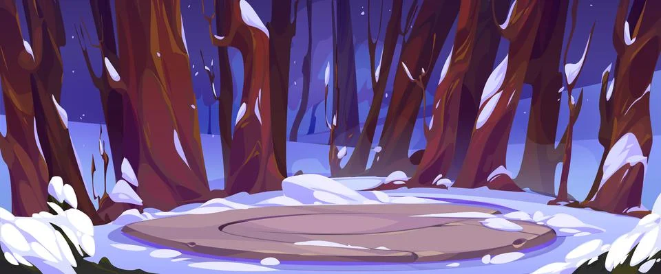 Ancient celtic stone platform in winter forest Stock Illustration