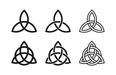 Ancient celtic trinity knot symbol icon set Stock Illustration