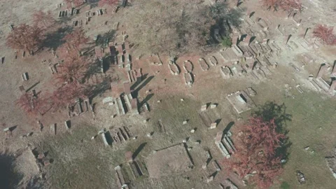 Ancient Cemetery Aerial View 3 Stock Footage