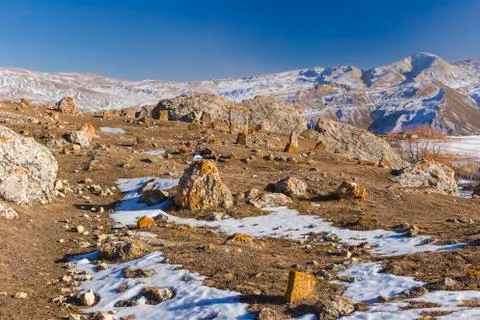 Ancient cemetery with artifacts Stock Photos