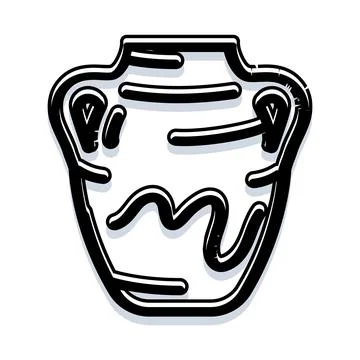 Ancient ceramic amphora outline icon illustrating historical artifact Illustration
