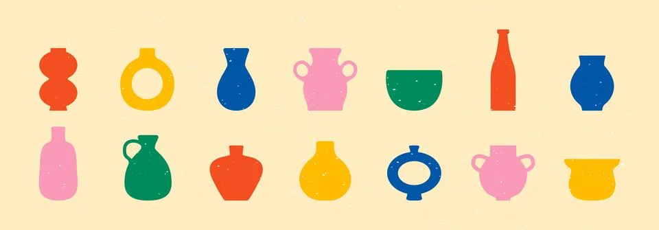 Ancient ceramic pottery set Stock Illustration