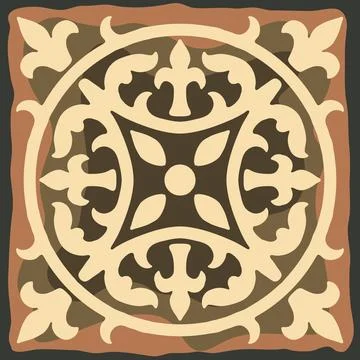 Ancient ceramic tile pattern. Wall or floor texture. Decorative antique stone Stock Illustration
