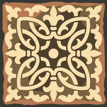 Ancient ceramic tile pattern. Wall or floor texture. Decorative antique stone Stock Illustration