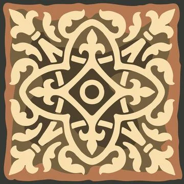 Ancient ceramic tile pattern. Wall or floor texture. Decorative antique stone Stock Illustration