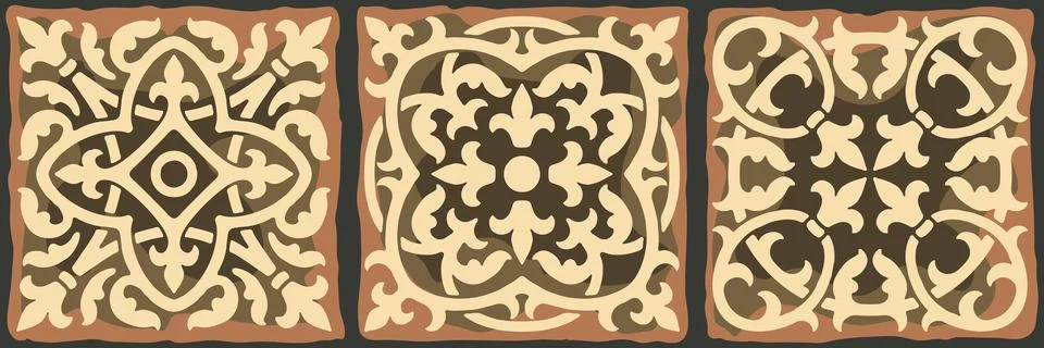 Ancient ceramic tile pattern. Wall or floor texture. Decorative antique stone Illustrazione stock