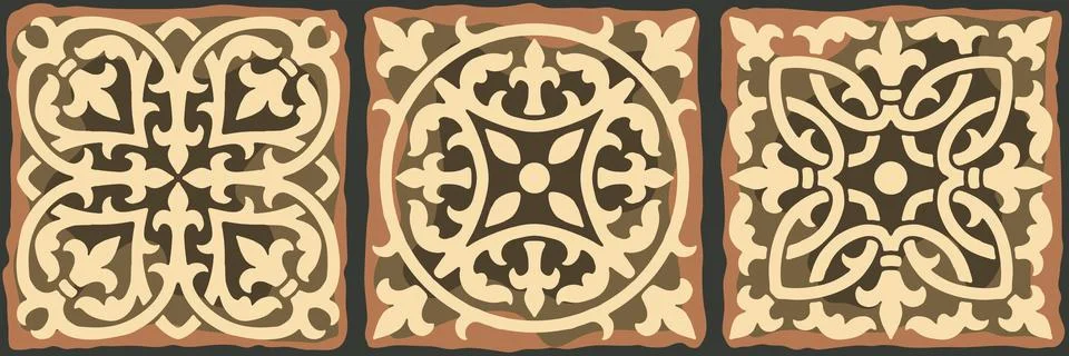 Ancient ceramic tile pattern. Wall or floor texture. Decorative antique stone Illustrazione stock