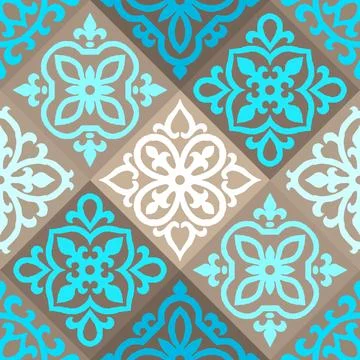 Ancient ceramic tile pattern. Wall or floor texture. Decorative antique stone Stock Illustration