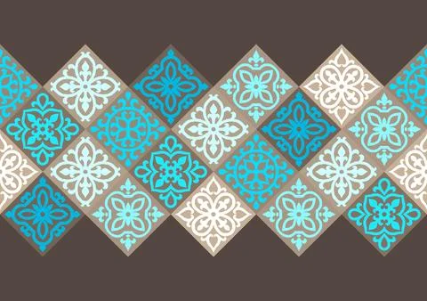 Ancient ceramic tile pattern. Wall or floor texture. Decorative antique stone Stock Illustration