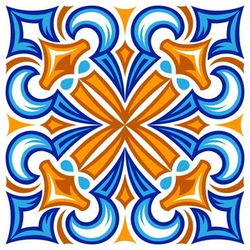 Ancient ceramic tile pattern. Wall or floor texture. Decorative antique stone Stock Illustration