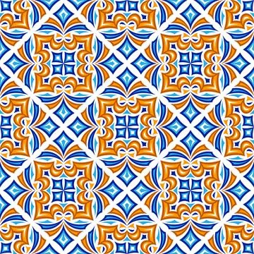 Ancient ceramic tile pattern. Wall or floor texture. Decorative antique stone Stockillustratie