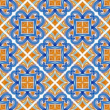 Ancient ceramic tile pattern. Wall or floor texture. Decorative antique stone Stock Illustration