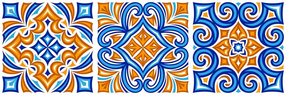 Ancient ceramic tile pattern. Wall or floor texture. Decorative antique stone Stock Illustration