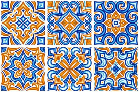 Ancient ceramic tile pattern. Wall or floor texture. Decorative antique stone Stock Illustration