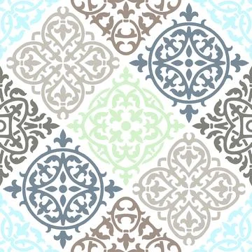 Ancient ceramic tile seamless pattern. Wall or floor texture. Decorative antique Stock Illustration