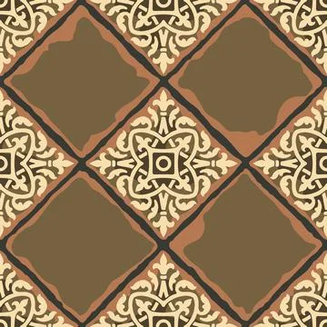Ancient ceramic tile seamless pattern. Wall or floor texture. Decorative antique Stock Illustration