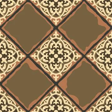 Ancient ceramic tile seamless pattern. Wall or floor texture. Decorative antique Stock Illustration