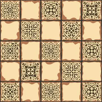 Ancient ceramic tile seamless pattern. Wall or floor texture. Decorative antique Illustrazione stock