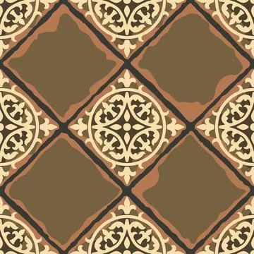 Ancient ceramic tile seamless pattern. Wall or floor texture. Decorative antique Stock Illustration