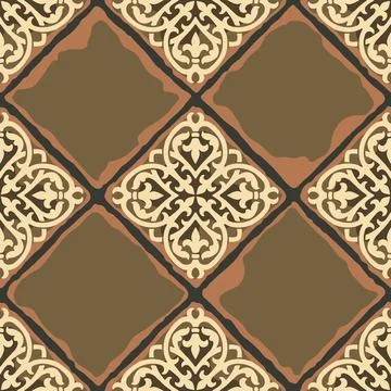 Ancient ceramic tile seamless pattern. Wall or floor texture. Decorative antique Illustrazione stock