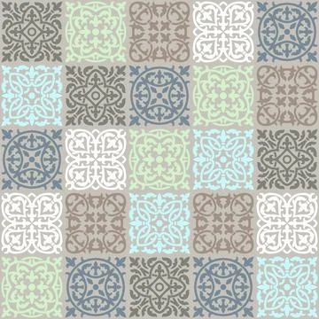 Ancient ceramic tile seamless pattern. Wall or floor texture. Decorative antique Illustrazione stock