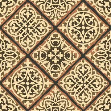 Ancient ceramic tile seamless pattern. Wall or floor texture. Decorative antique Stock Illustration